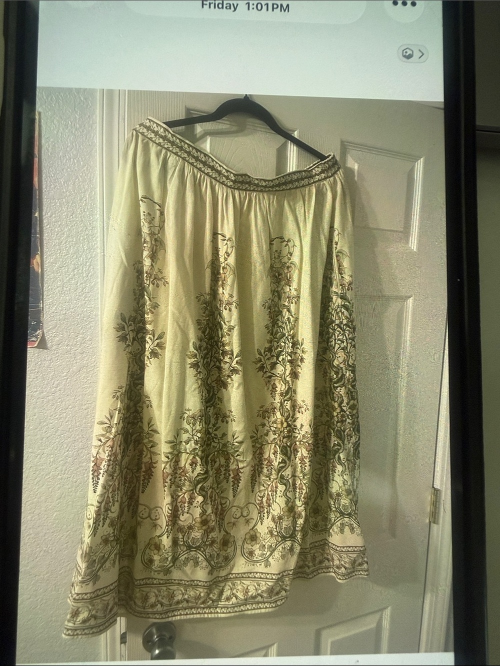 Max Studio Cream Floral A-Line Maxi Skirt